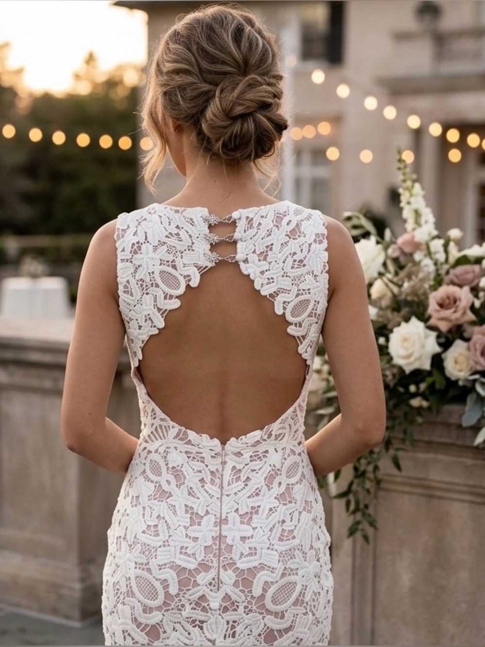 ✨ ONE-OF-A-KIND ARTISAN PIECE ✨ Archive Custom Crystal-Back Crochet Lace Dress